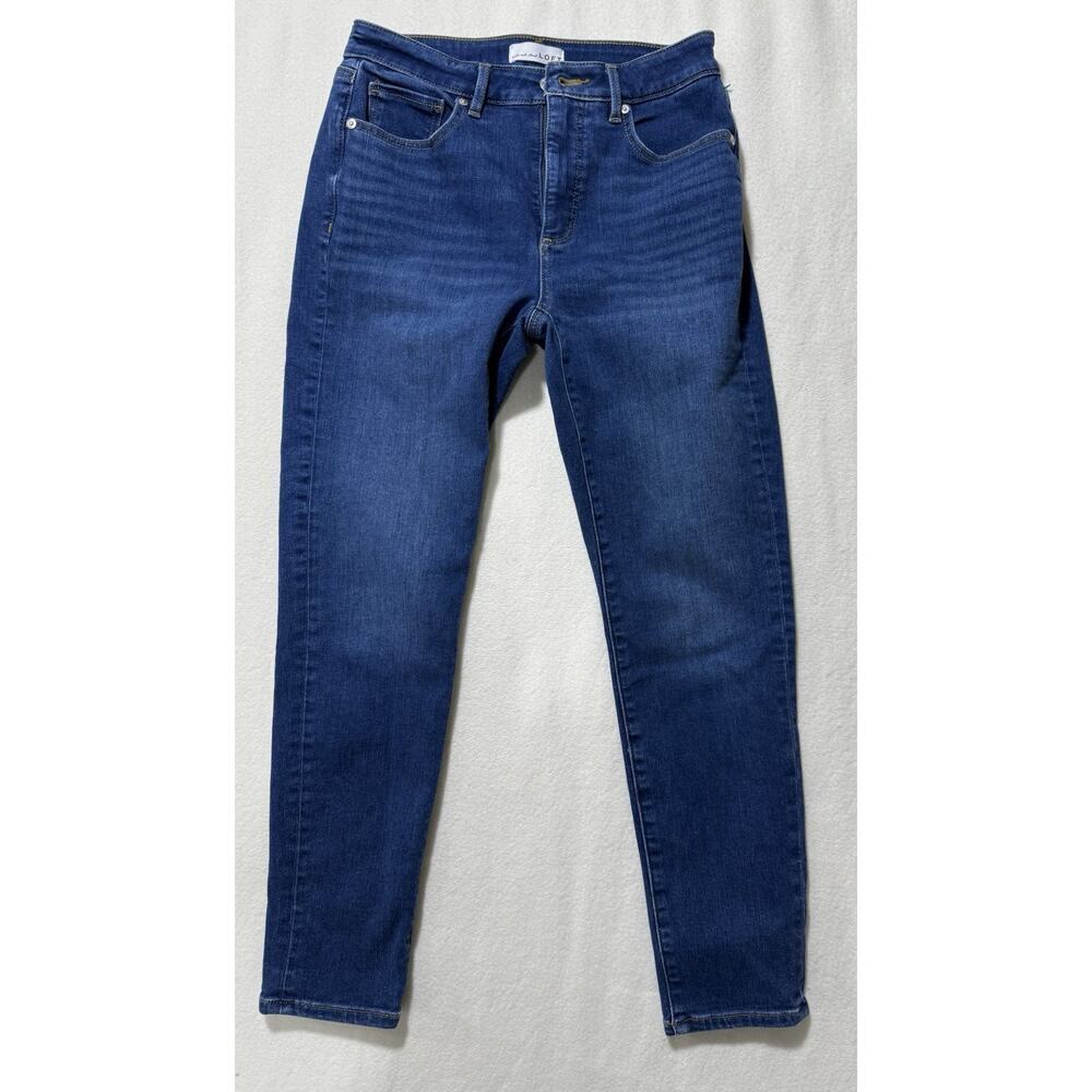 LOFT Curvy Skinny Jeans Size 27 Mid Rise Dark Wash Stretch Denim